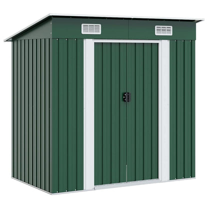 vidaXL Garden Shed | Green | Galvanised Steel | Medium | Garden Shed 1