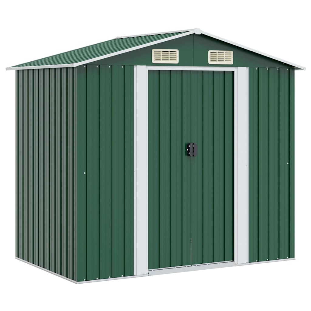 vidaXL Garden Shed | Green | Galvanised steel | Large | Durable | Garden Shed 1