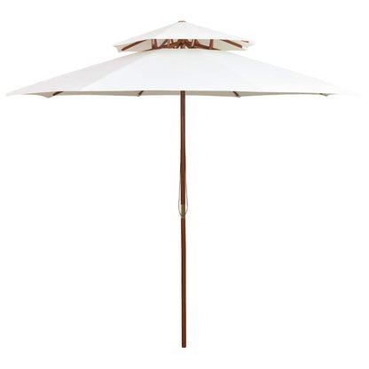 Double Decker Parasol with Wooden Pole 270 cm Cream