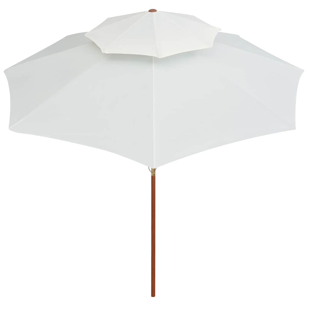 Double Decker Parasol with Wooden Pole 270 cm Cream