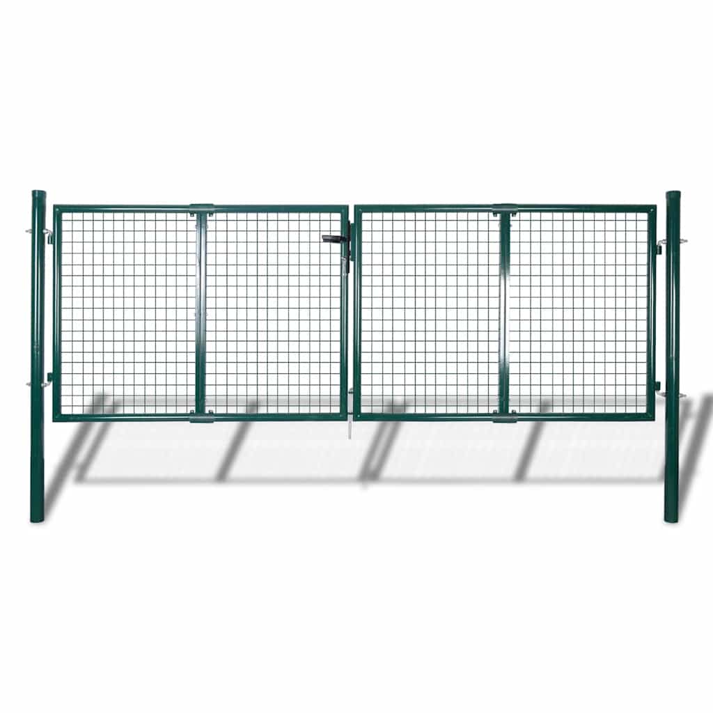 vidaXL Fence Gate Steel 300x125 cm Green 1