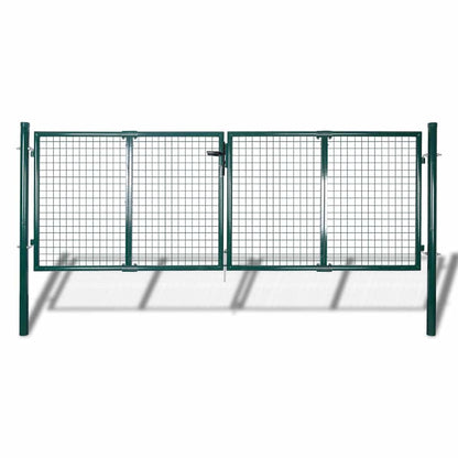 vidaXL Fence Gate Steel 300x125 cm Green 1