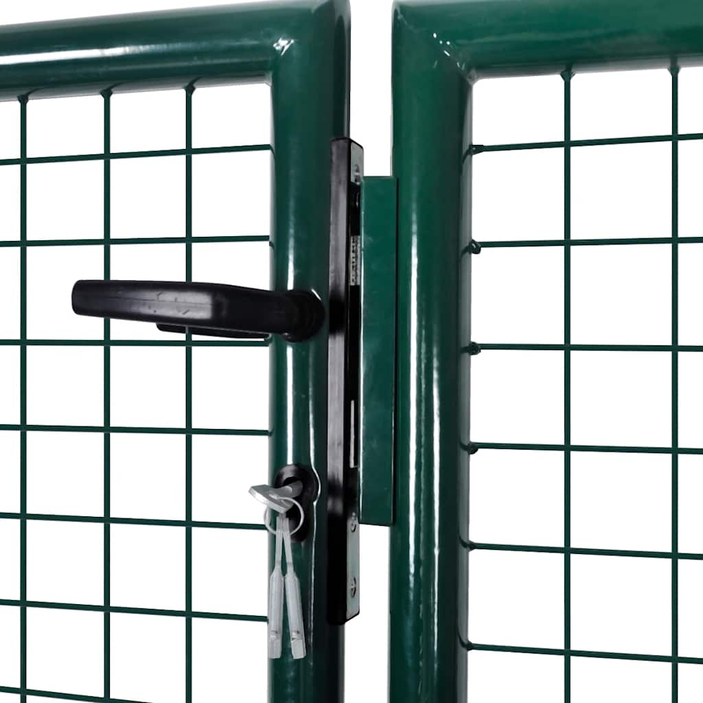 vidaXL Fence Gate Steel 300x125 cm Green 3