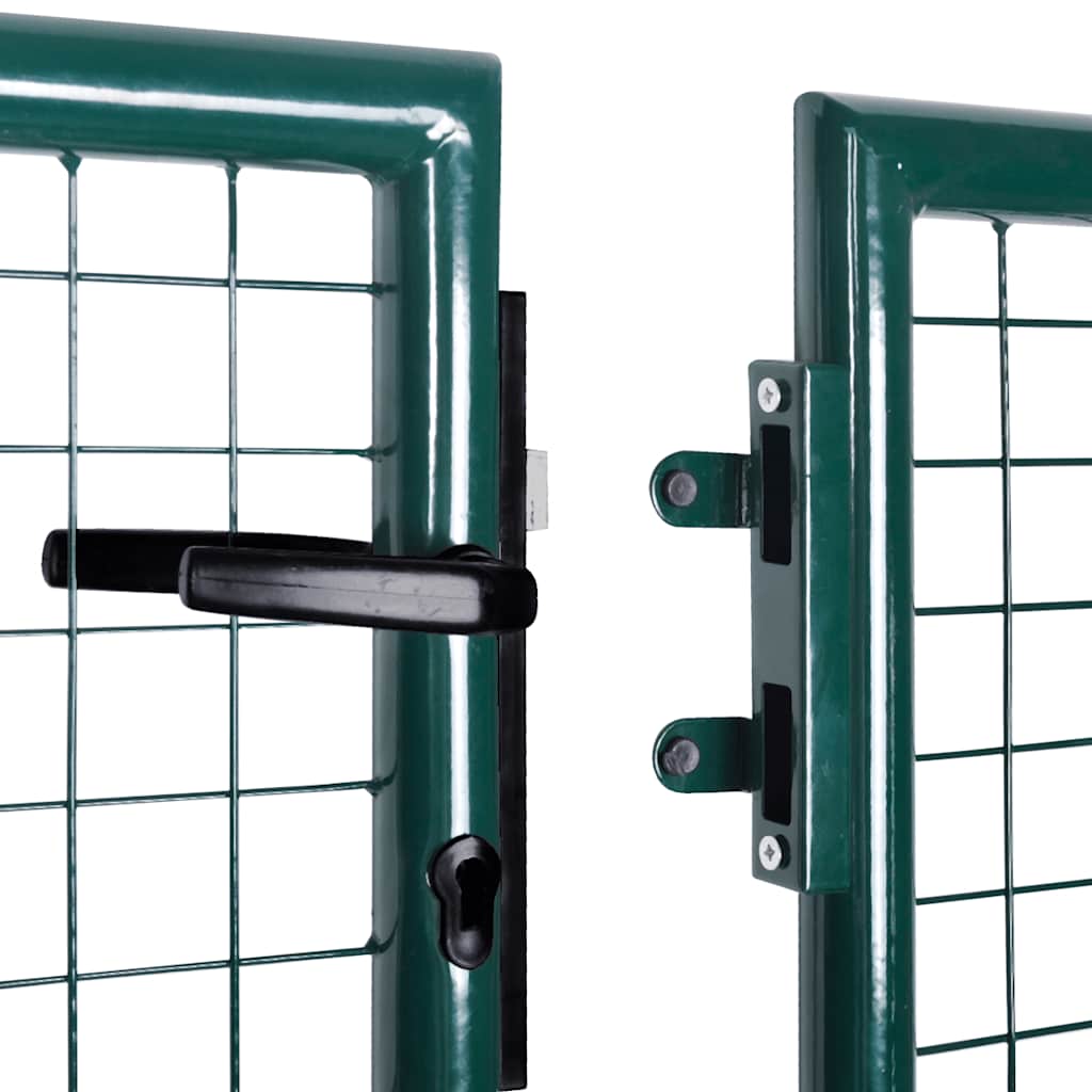 vidaXL Fence Gate Steel 300x125 cm Green 6