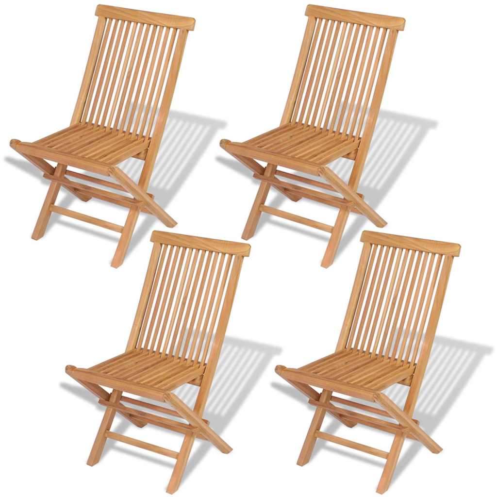 vidaXL Folding Chairs 4 pcs for Garden & Outdoor Teak Wood 2