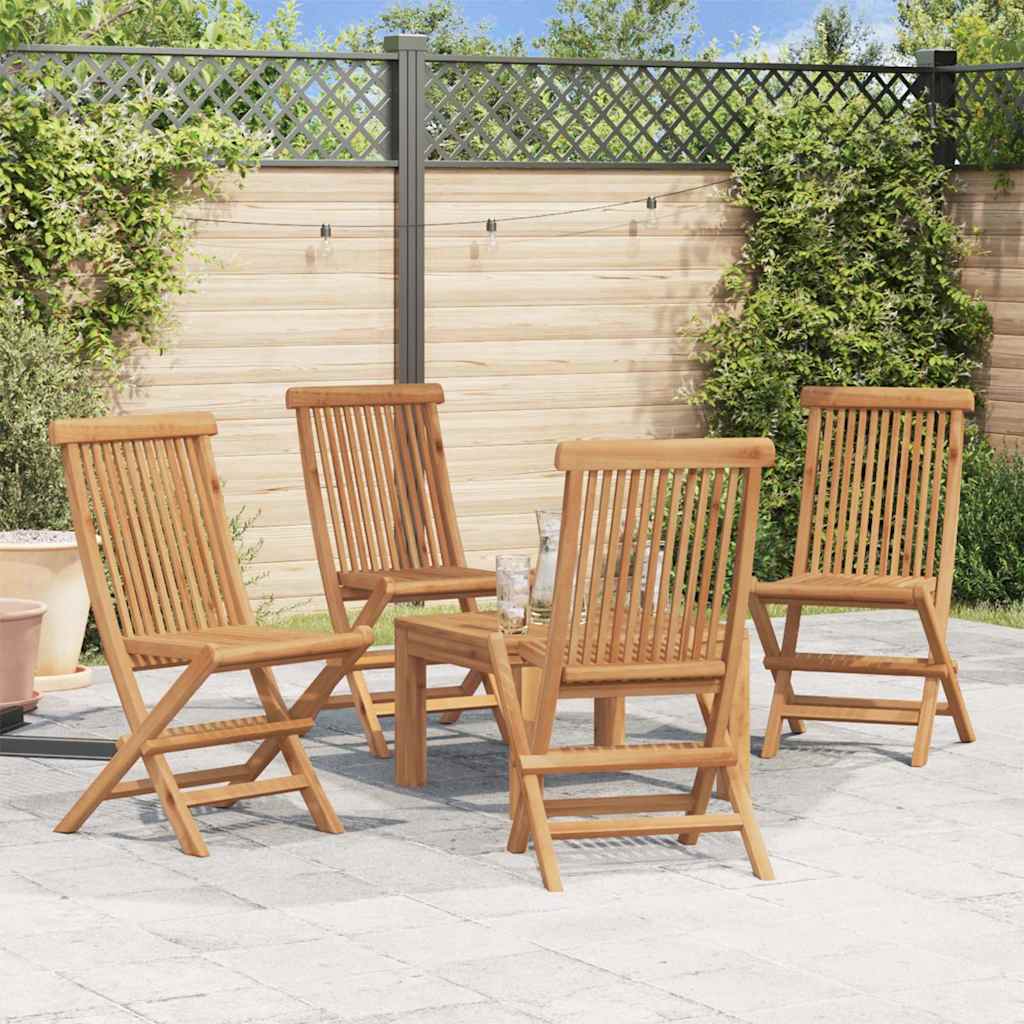 vidaXL Folding Chairs 4 pcs for Garden & Outdoor Teak Wood 3