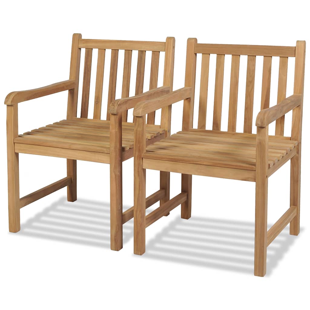 vidaXL Outdoor Chairs 2 pcs Solid Teak Wood 1