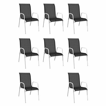43306 vidaXL 9 Piece Outdoor Dining Set Steel Black 3