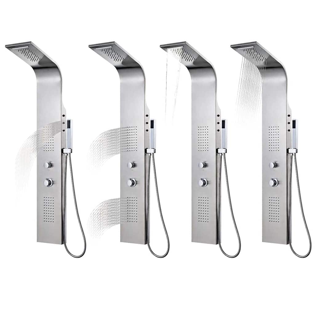 vidaXL Shower Panel System Stainless Steel Curved 3