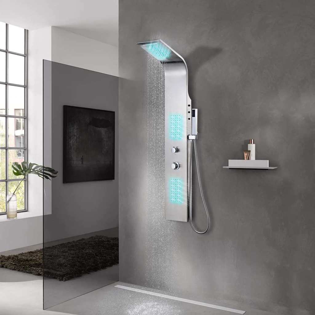 vidaXL Shower Panel System Stainless Steel Curved 1