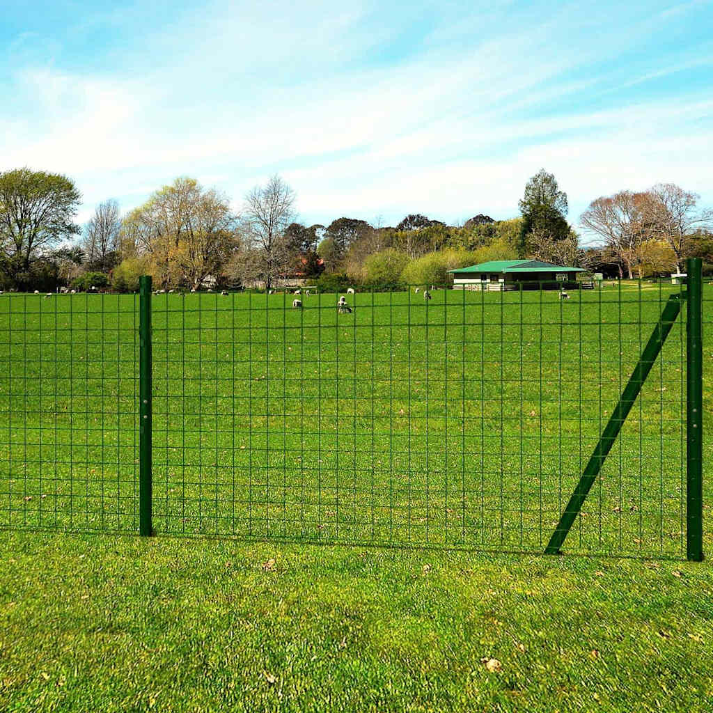 142380 vidaXL Euro Fence Steel 25x1,7 m Green 1