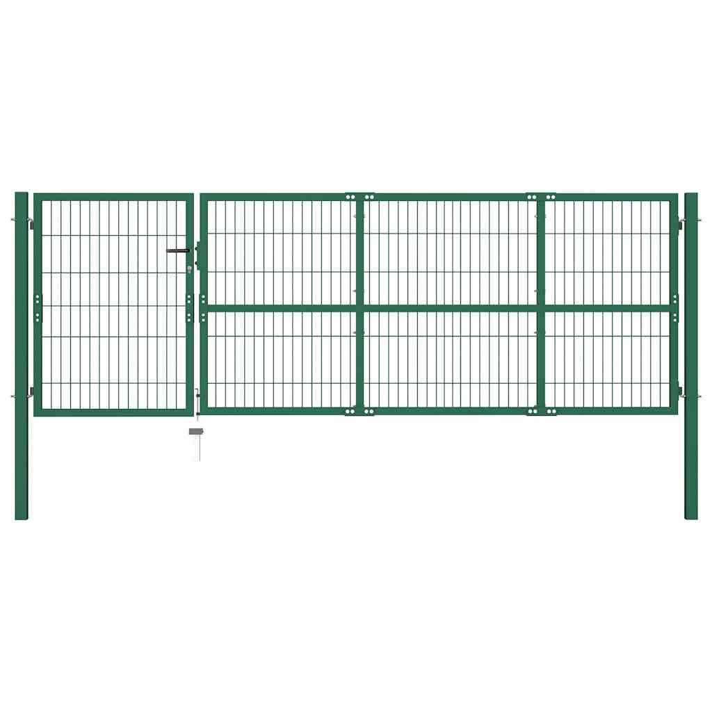 Garden Gate with Posts Steel 350 x 100 cm