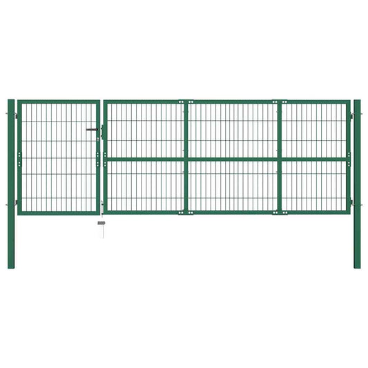 Garden Gate with Posts Steel 350 x 100 cm
