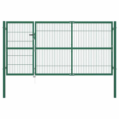Garden Gate with Posts Steel 350 x 140 cm