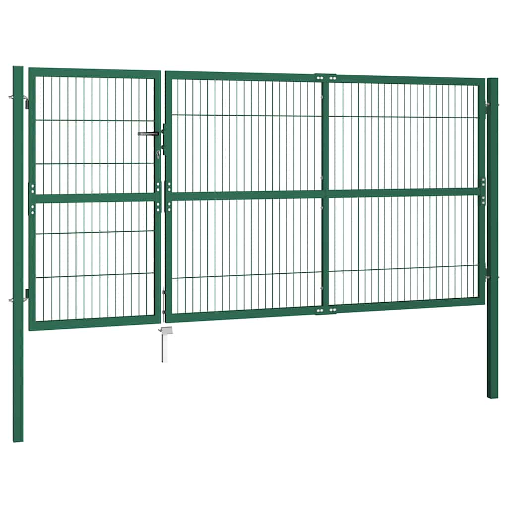 Garden Gate with Posts Steel 350 x 140 cm