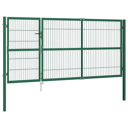 Garden Gate with Posts Steel 350 x 140 cm
