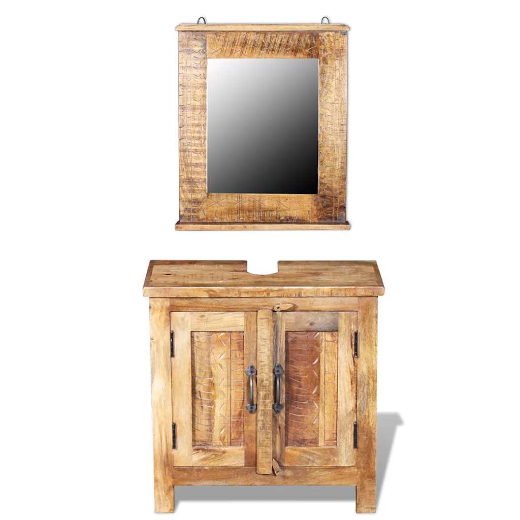 243462 vidaXL Bathroom Vanity Cabinet with Mirror Solid Mango Wood 2
