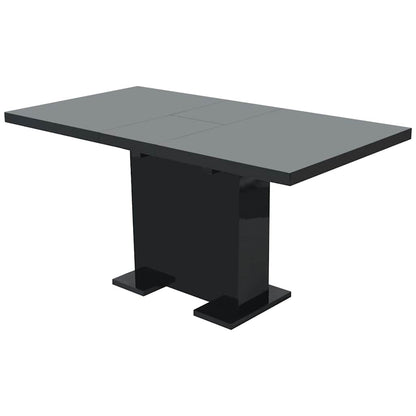 vidaXL Kitchen Table | Glossy Black | MDF, Steel | Extendable | Dining Table 1