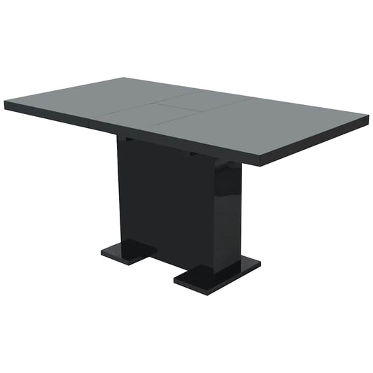 vidaXL Kitchen Table | Glossy Black | MDF, Steel | Extendable | Dining Table 1