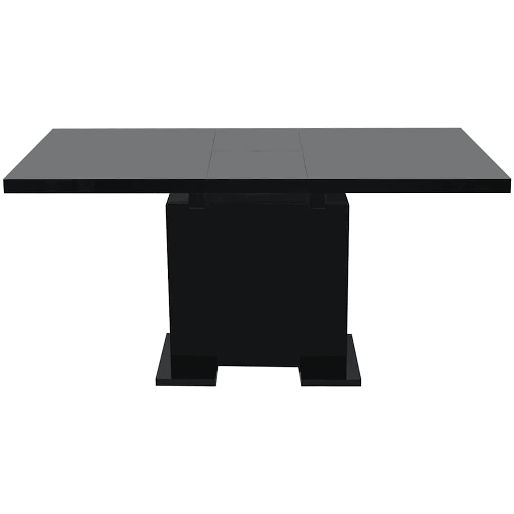 vidaXL Kitchen Table | Glossy Black | MDF, Steel | Extendable | Dining Table 2