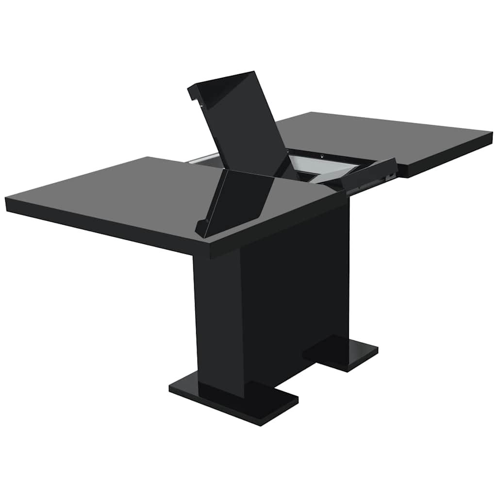 vidaXL Kitchen Table | Glossy Black | MDF, Steel | Extendable | Dining Table 3