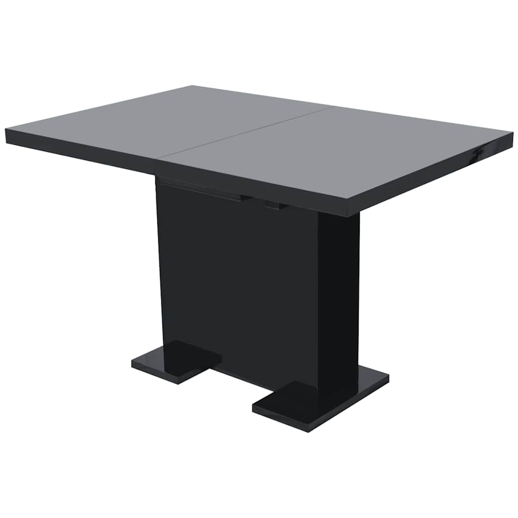 vidaXL Kitchen Table | Glossy Black | MDF, Steel | Extendable | Dining Table 4