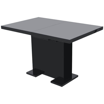 vidaXL Kitchen Table | Glossy Black | MDF, Steel | Extendable | Dining Table 4