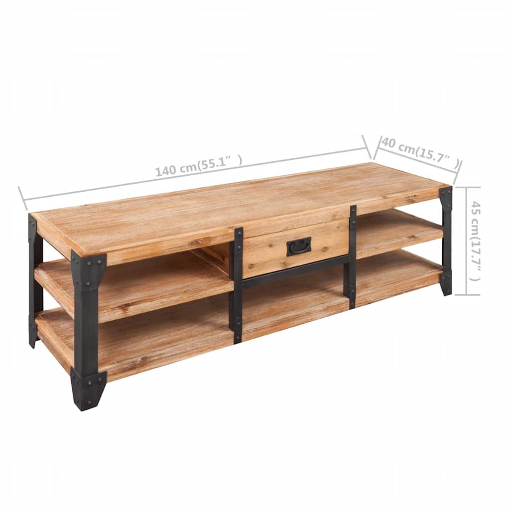243913 vidaXL TV Stand Solid Acacia Wood 140x40x45 cm 5