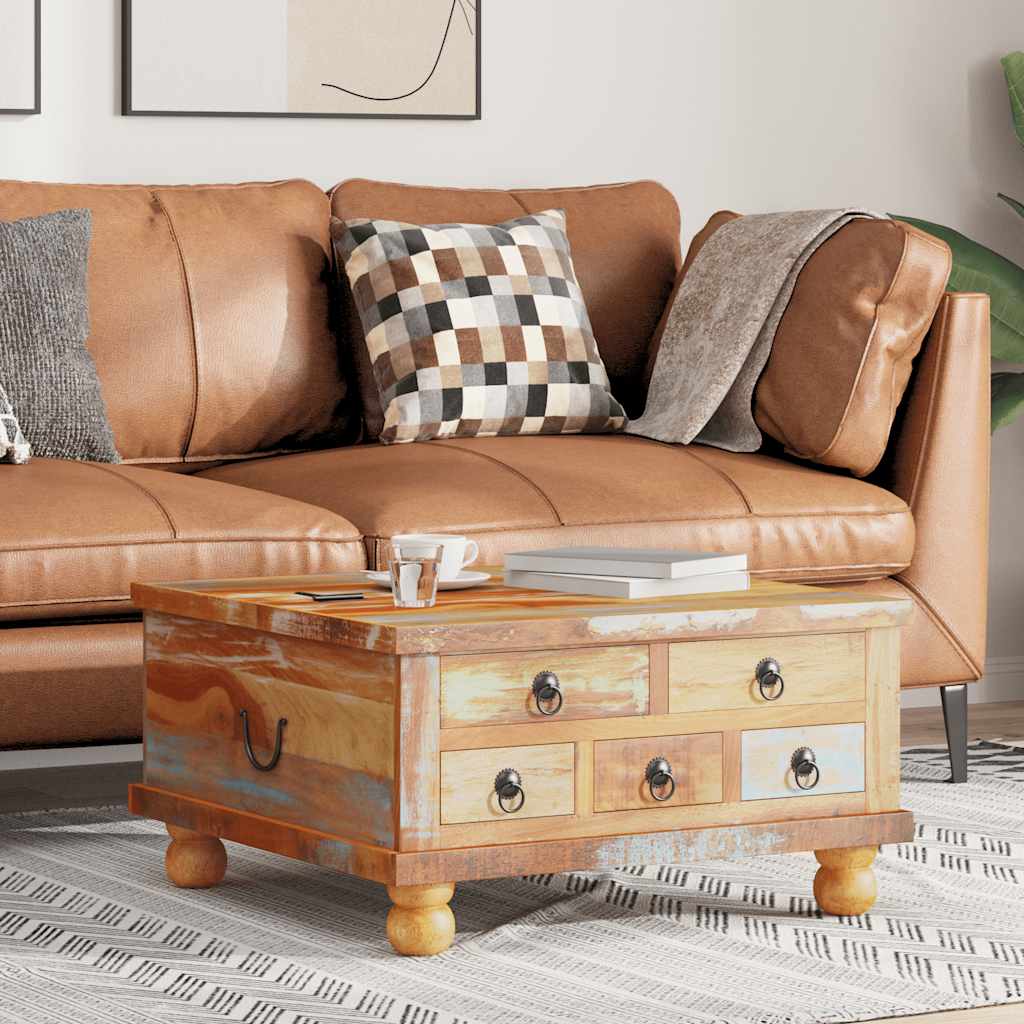 Coffee Table Reclaimed Wood 70x70x38 cm Multicolour