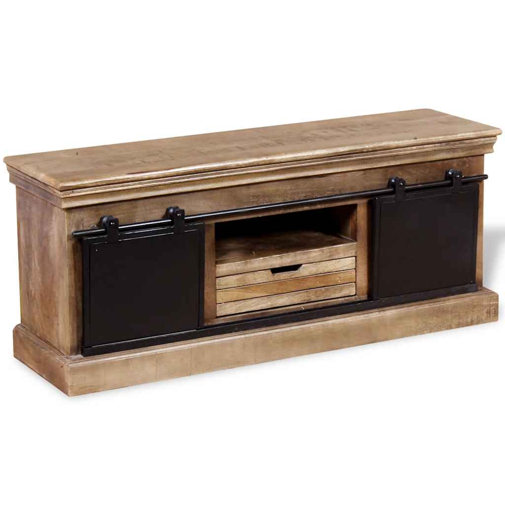 244019 vidaXL TV Cabinet with 2 Sliding Doors Solid Mango Wood 110x30x45 cm 4