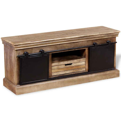 244019 vidaXL TV Cabinet with 2 Sliding Doors Solid Mango Wood 110x30x45 cm 4