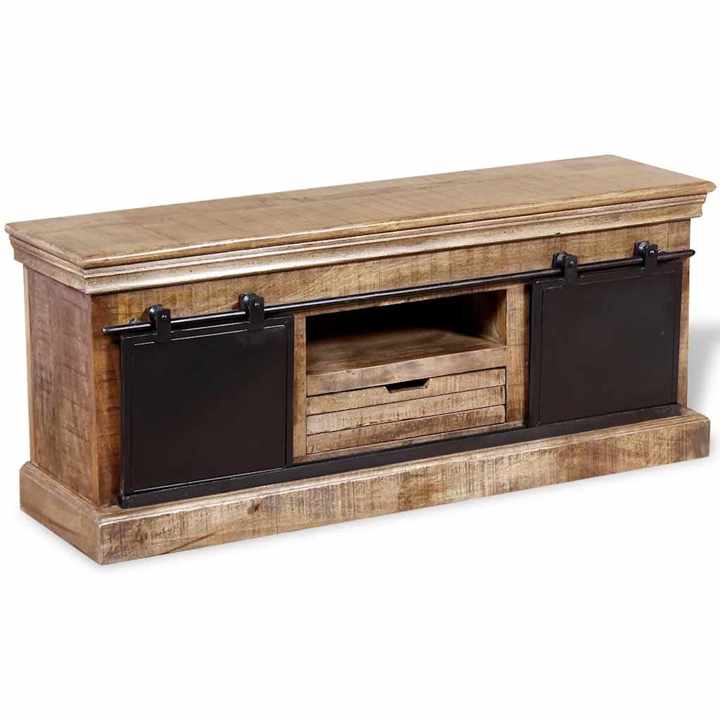 244019 vidaXL TV Cabinet with 2 Sliding Doors Solid Mango Wood 110x30x45 cm 5