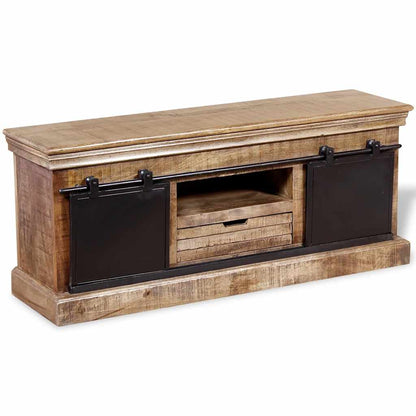 244019 vidaXL TV Cabinet with 2 Sliding Doors Solid Mango Wood 110x30x45 cm 5