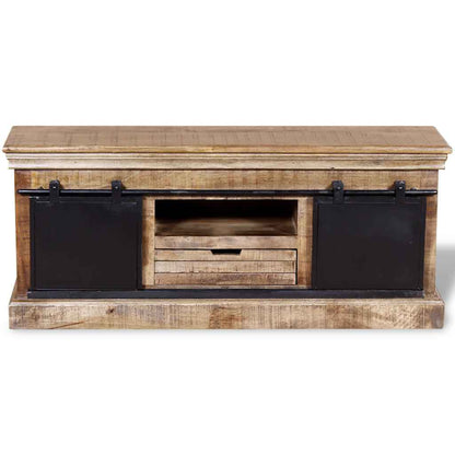 244019 vidaXL TV Cabinet with 2 Sliding Doors Solid Mango Wood 110x30x45 cm 6