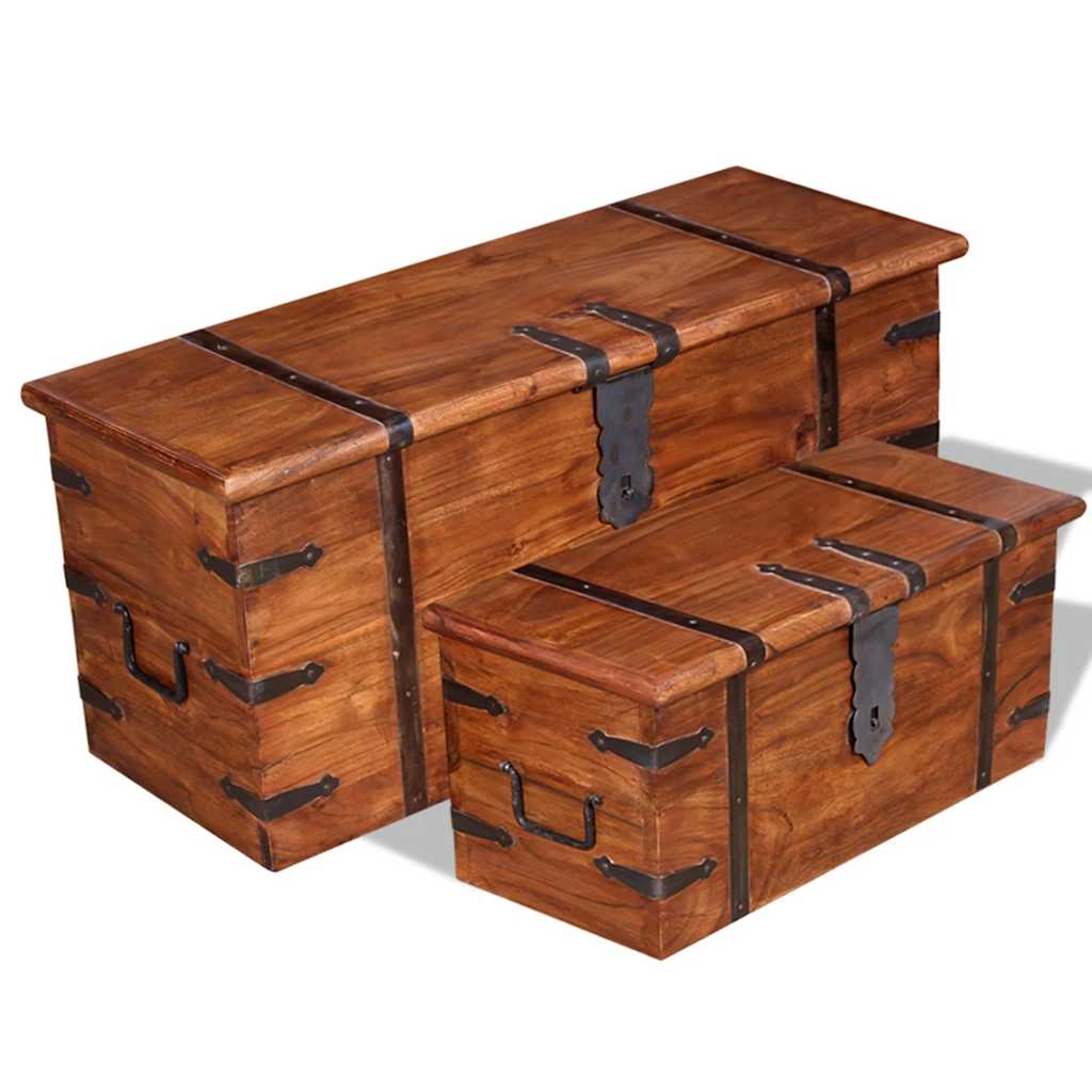 vidaXL Two Piece Storage Chest Set Solid Wood 1