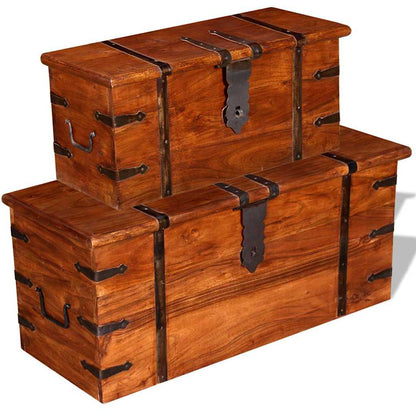 vidaXL Two Piece Storage Chest Set Solid Wood 2