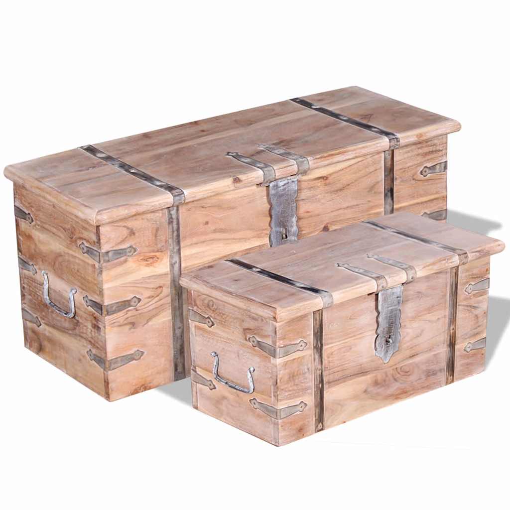 vidaXL Two Piece Storage Chest Set Acacia Wood 1