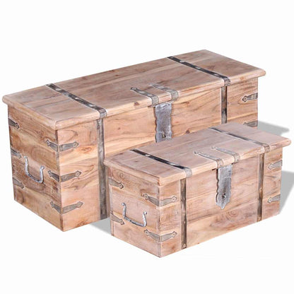 vidaXL Two Piece Storage Chest Set Acacia Wood 1