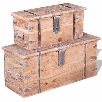 vidaXL Two Piece Storage Chest Set Acacia Wood 2