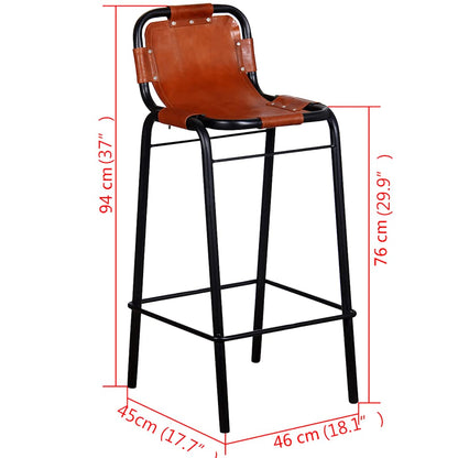 vidaXL Bar Stools 2 pcs Real Leather 5