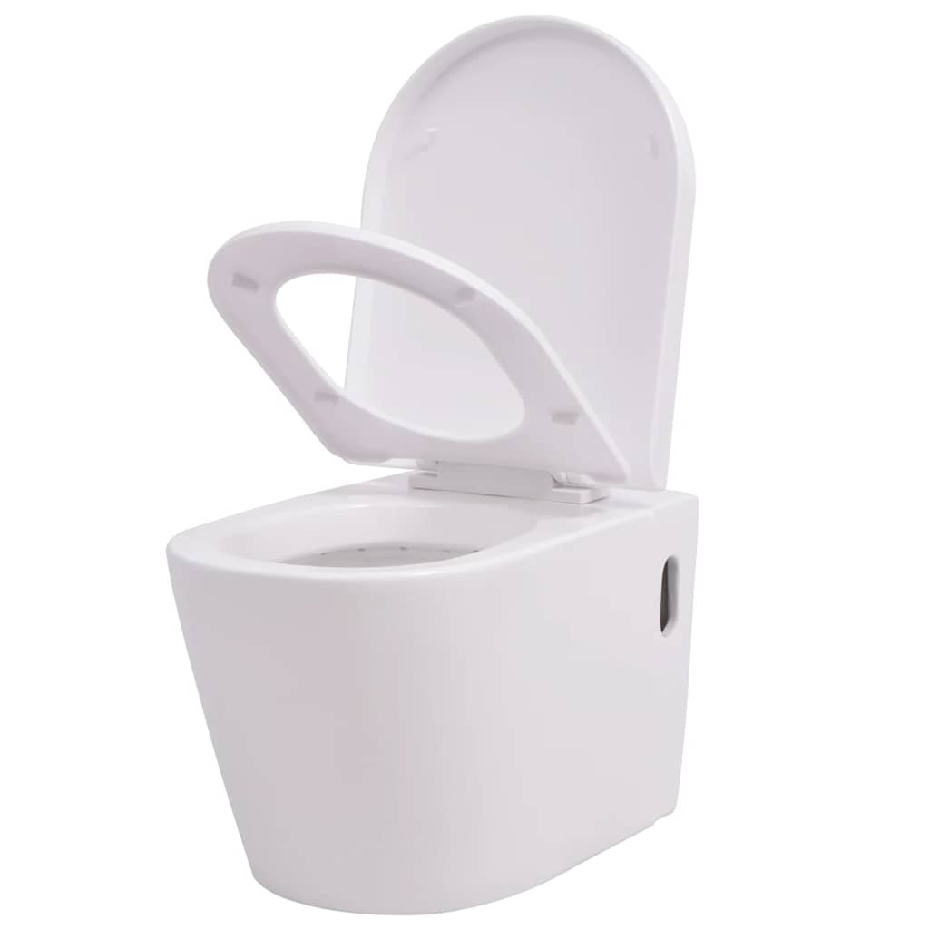 244270 vidaXL Wall Hung Toilet Ceramic White 2