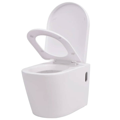 244270 vidaXL Wall Hung Toilet Ceramic White 2