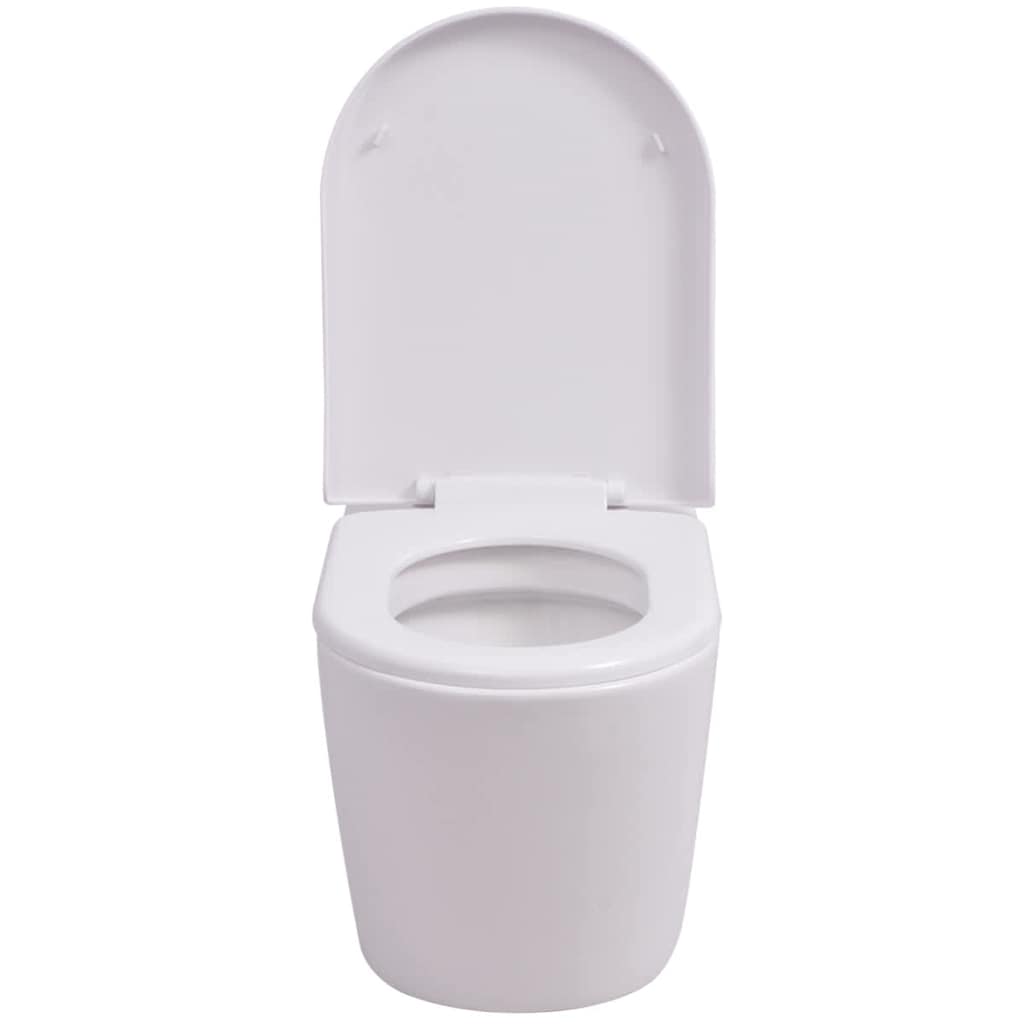244270 vidaXL Wall Hung Toilet Ceramic White 3
