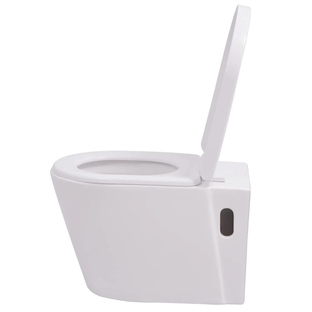 244270 vidaXL Wall Hung Toilet Ceramic White 4