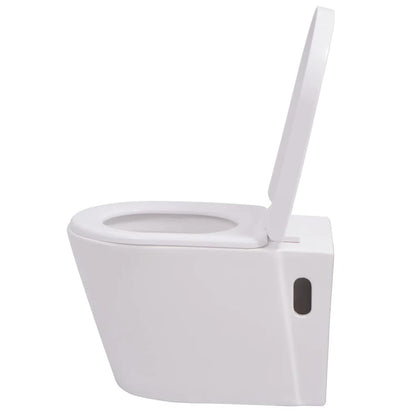 244270 vidaXL Wall Hung Toilet Ceramic White 4