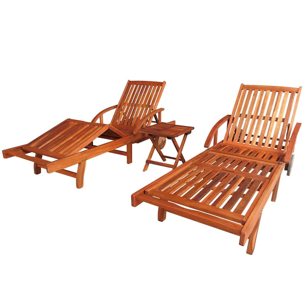 vidaXL Sun Loungers 2 pcs with Table Solid Acacia Wood 1