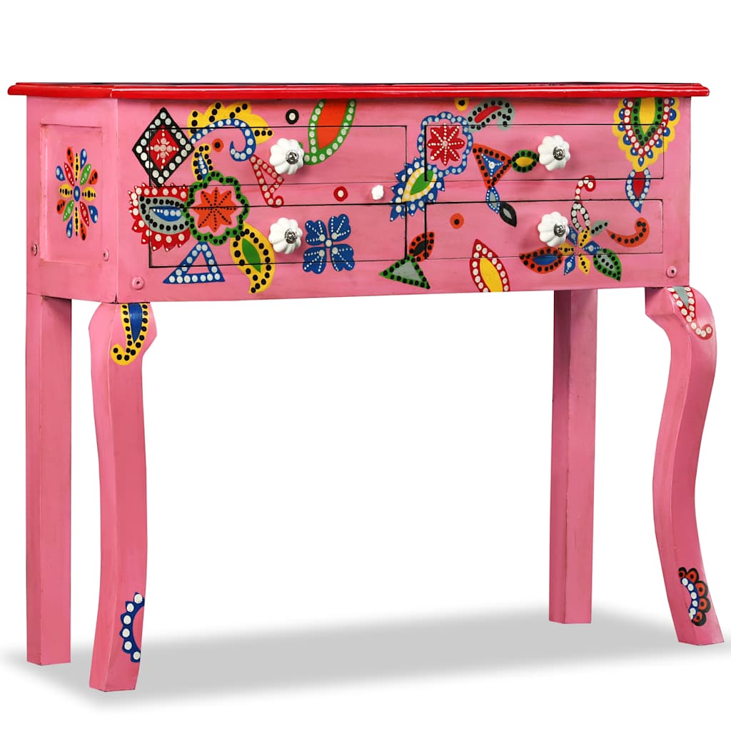 vidaXL Console Table | Multicolour (pink tone) | Solid Mango Wood 1