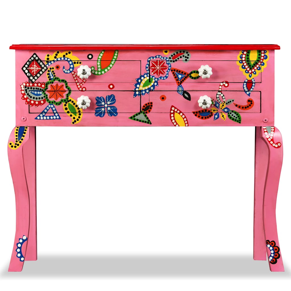 vidaXL Console Table | Multicolour (pink tone) | Solid Mango Wood 3