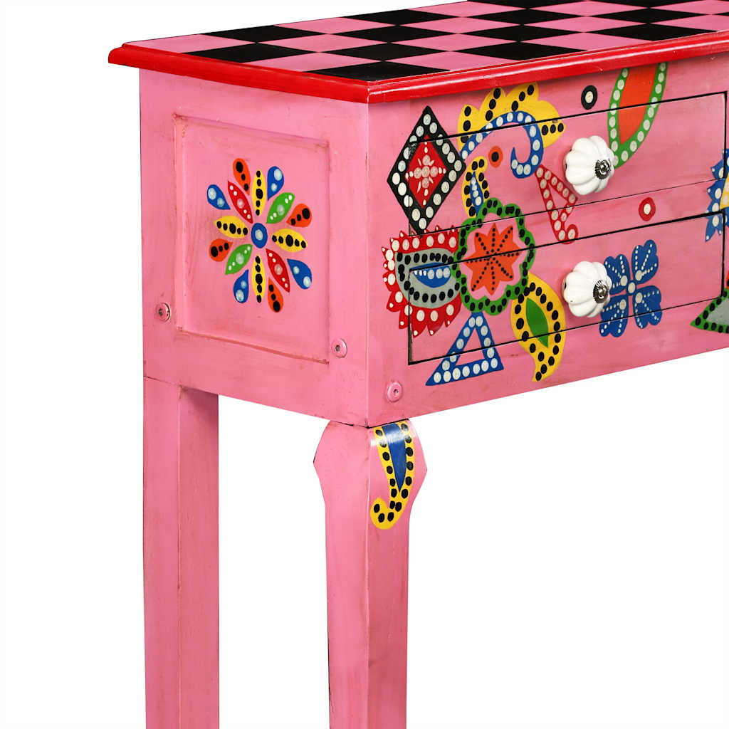 vidaXL Console Table | Multicolour (pink tone) | Solid Mango Wood 4