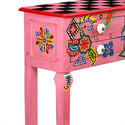vidaXL Console Table | Multicolour (pink tone) | Solid Mango Wood 4
